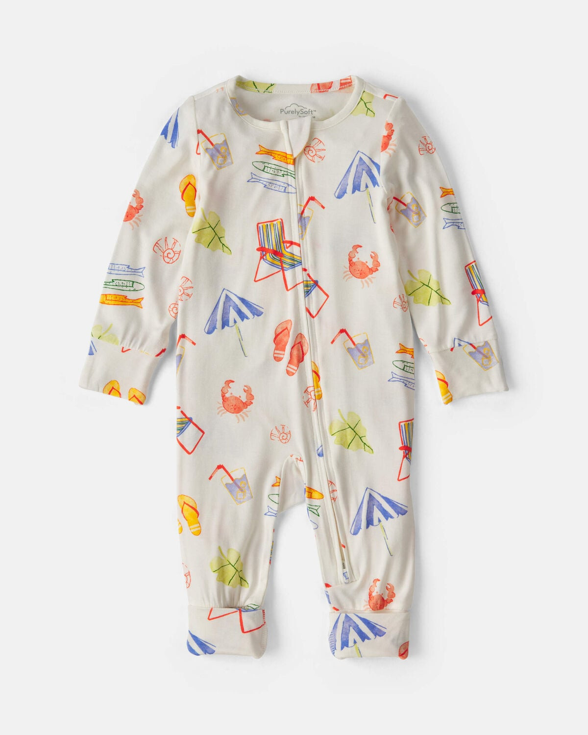 Baby Beach PurelySoft™ 2-Way Zip Sleep & Play Pajamas - Cream | Carter's Inc
