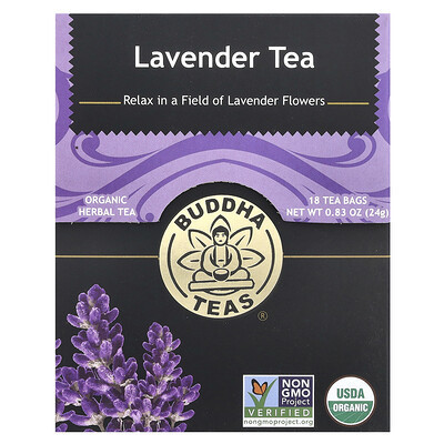 Buddha Teas, Organic Herbal Tea, Lavender, Caffeine Free , 18 Tea Bags, 0.83 oz (24 g) | iHerb