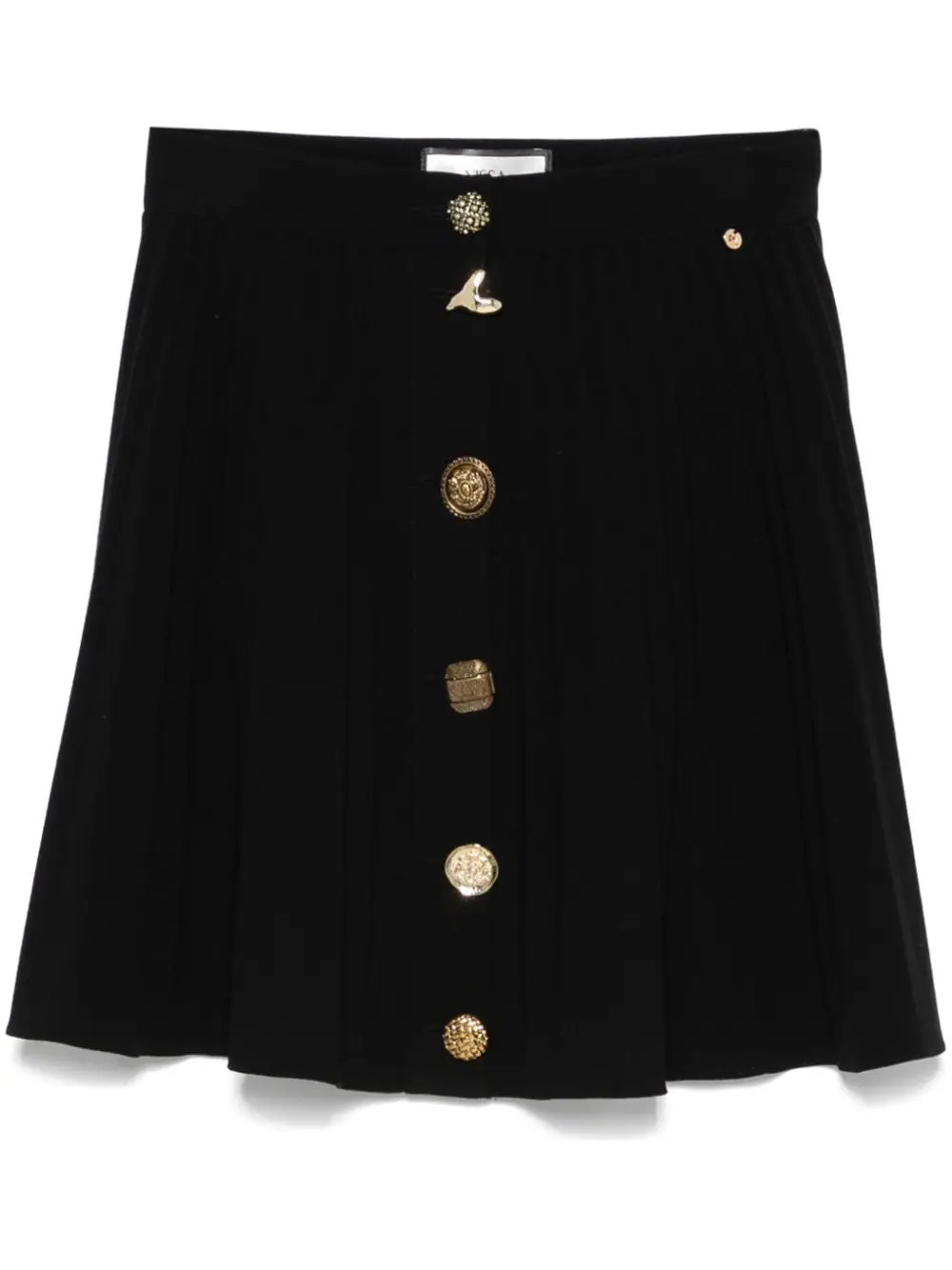 NISSA button-front pleated mini skirt - Black | Farfetch Global