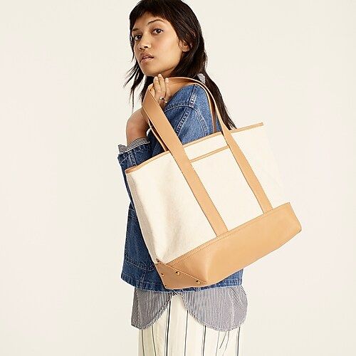 Medium Montauk tote with leather trim | J.Crew US