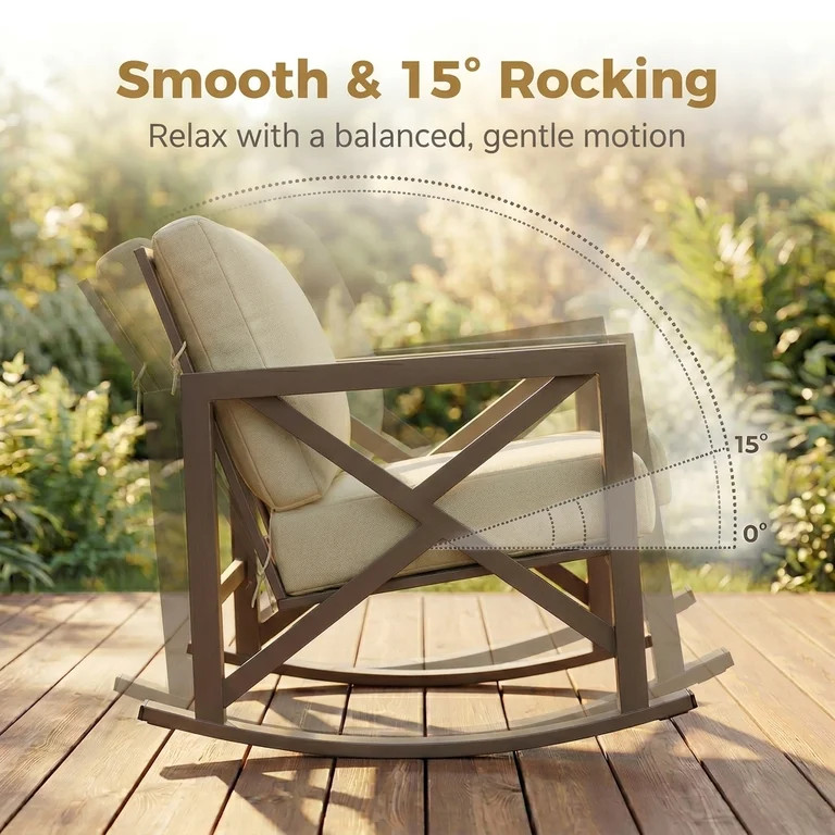 UDPATIO 3-Piece Metal Patio Rocking Chair Set, Heavy Duty 350 lbs Capacity Outdoor Bistro Furnitu... | Walmart (US)