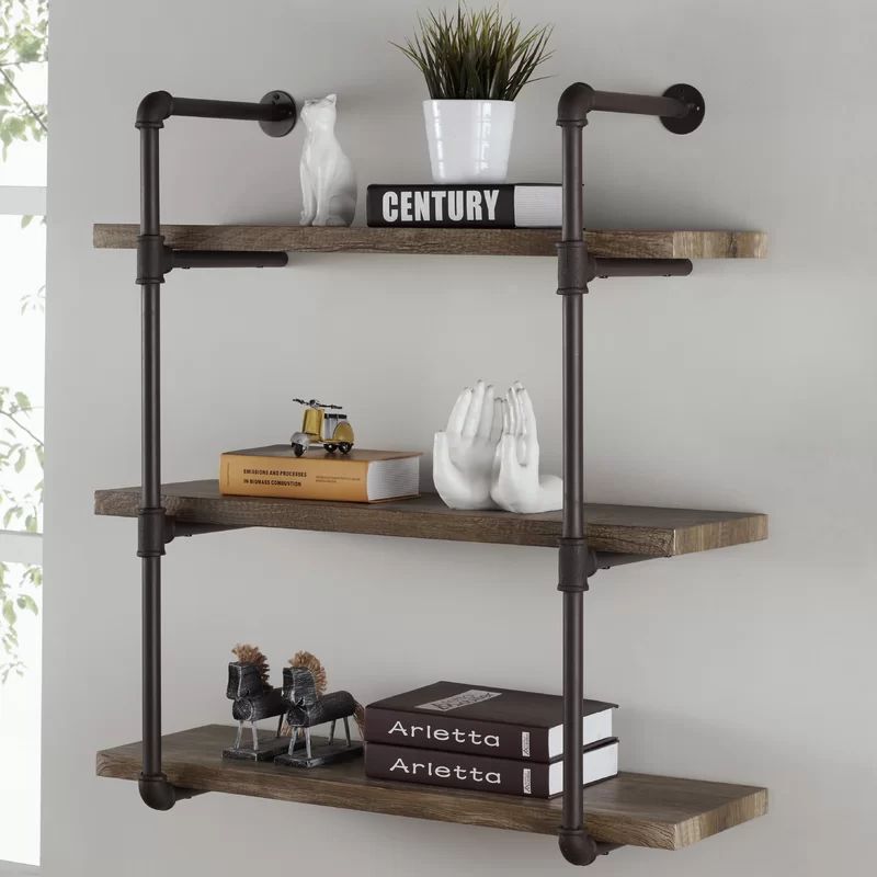 Simonne 3 Tier Industrial Pipe Wall Shelf | Wayfair North America