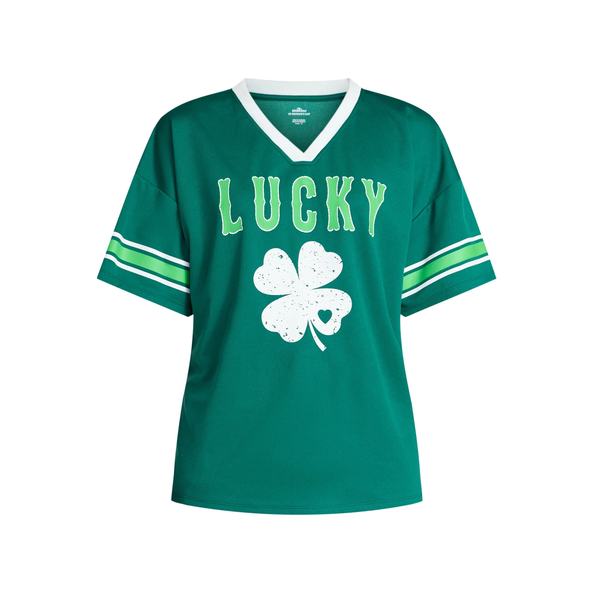 Saint Patrick's Day Women's Lucky Jersey with Short Sleeves from Holiday Time, Sizes XXS-XXL | Walmart (US)