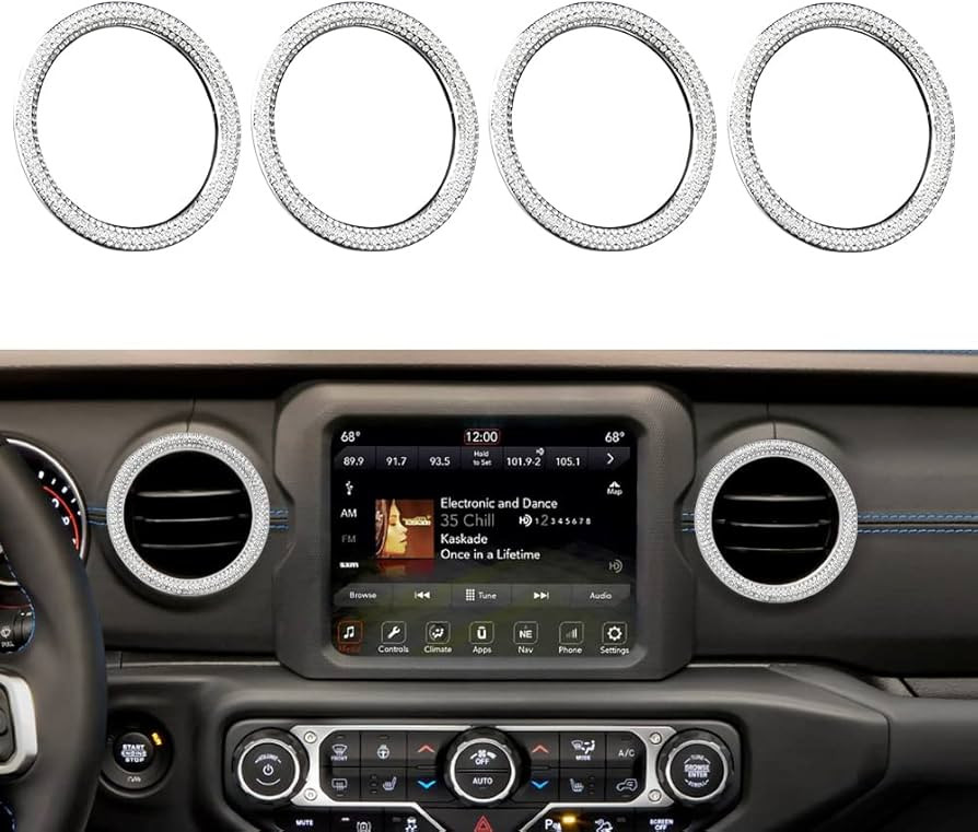 YFRAUTO for Sparking 2018-2021 Jeep Wrangler Accessories Air Condition Button AC Knob Covers Ring... | Amazon (US)