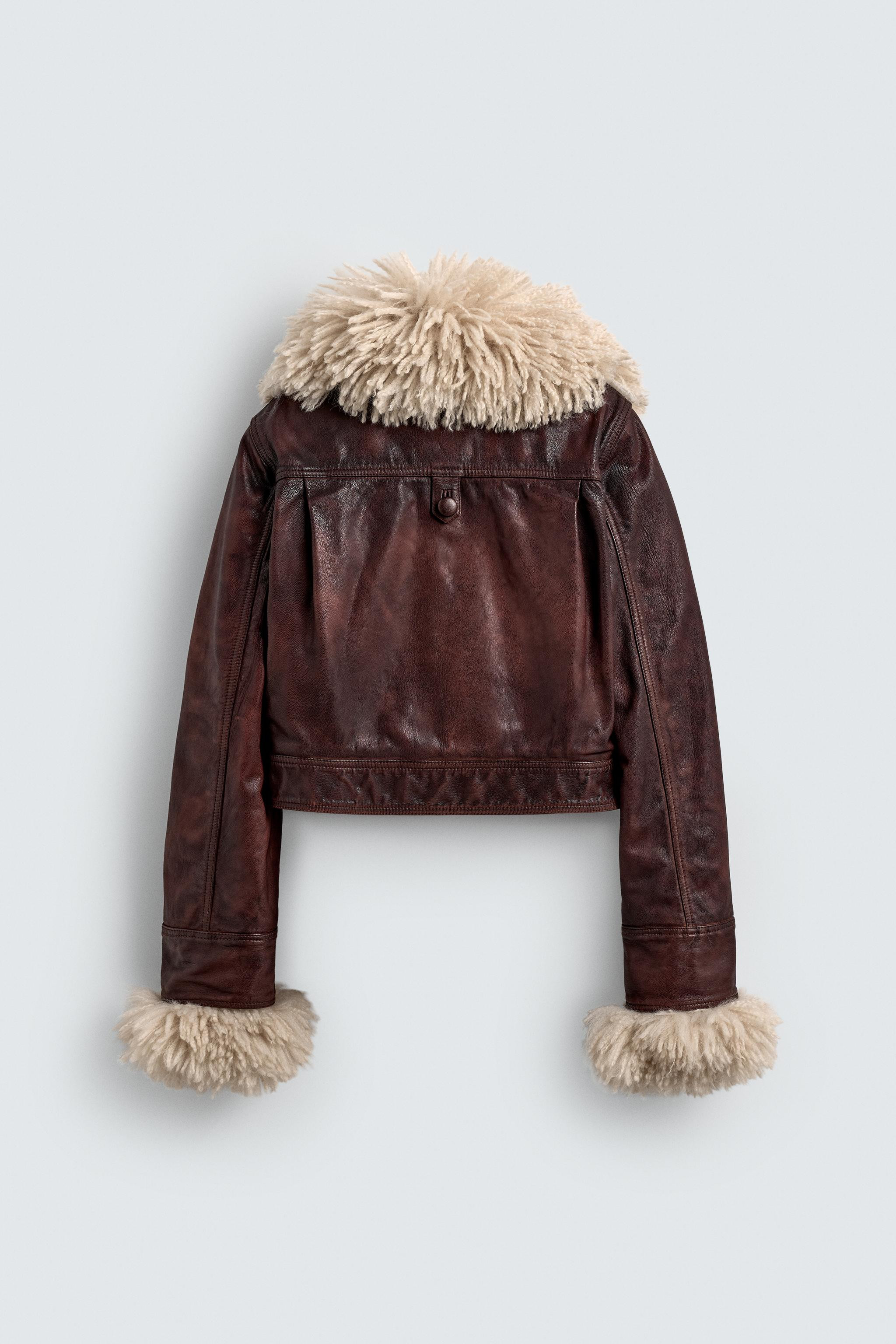 LEATHER JACKET WITH CONTRAST SHEEPSKIN HARRY LAMBERT FOR ZARA X DISNEY | Zara UK