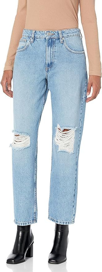 The Drop Women's Standard Luca High Rise Distressed Loose Straight Fit | Amazon (US)