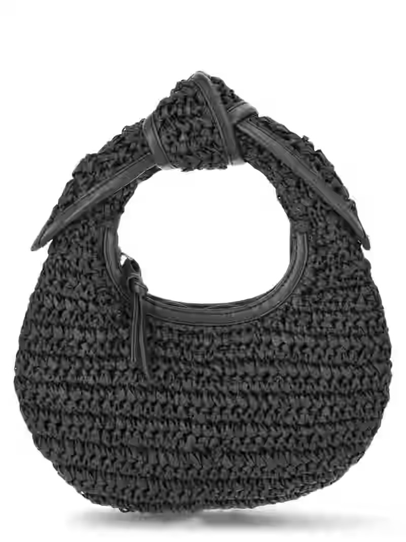 Time and Tru Women's Top Knot Mini Crescent Bag, Black | Walmart (US)