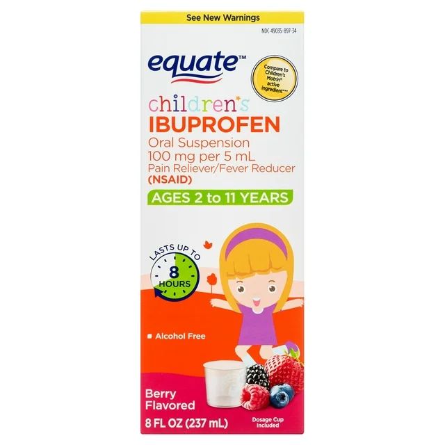 Equate Children's Ibuprofen Oral Suspension, 100 mg per 5 mL, Berry, 8 fl oz - Walmart.com | Walmart (US)