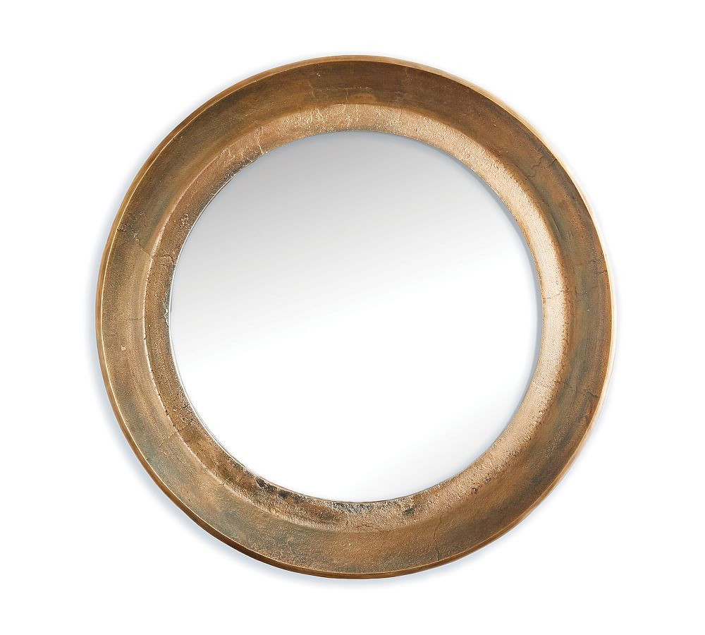 Kora Antique Nickel Round Wall Mirror - 24"W | Pottery Barn (US)