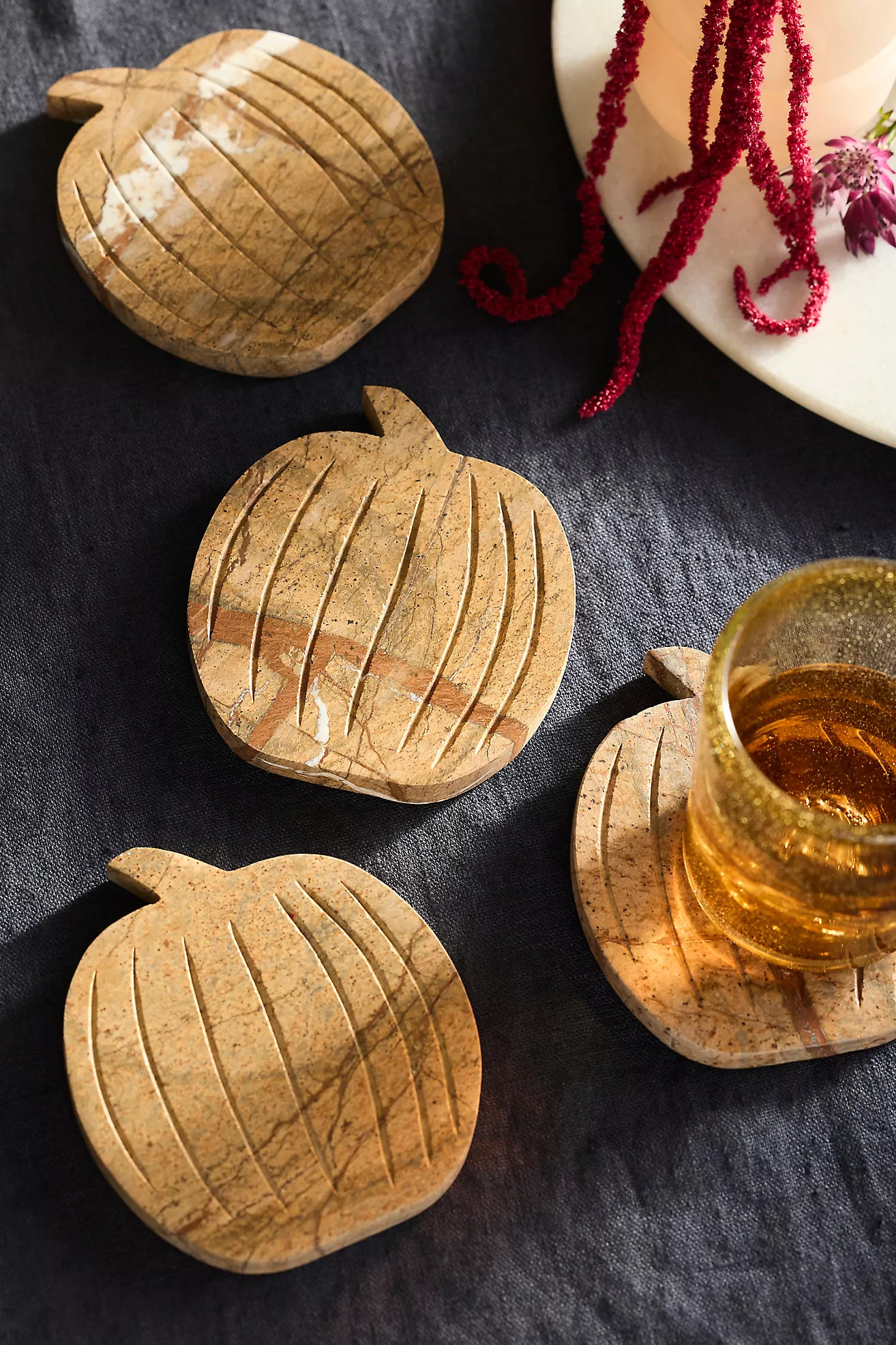 Marble Pumpkin Coasters, Set of 4 | Anthropologie (US)