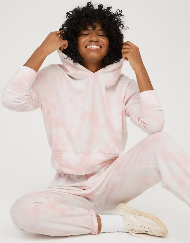 OFFLINE OTT Fleece Tie Dye Cropped Hoodie | American Eagle Outfitters (US & CA)