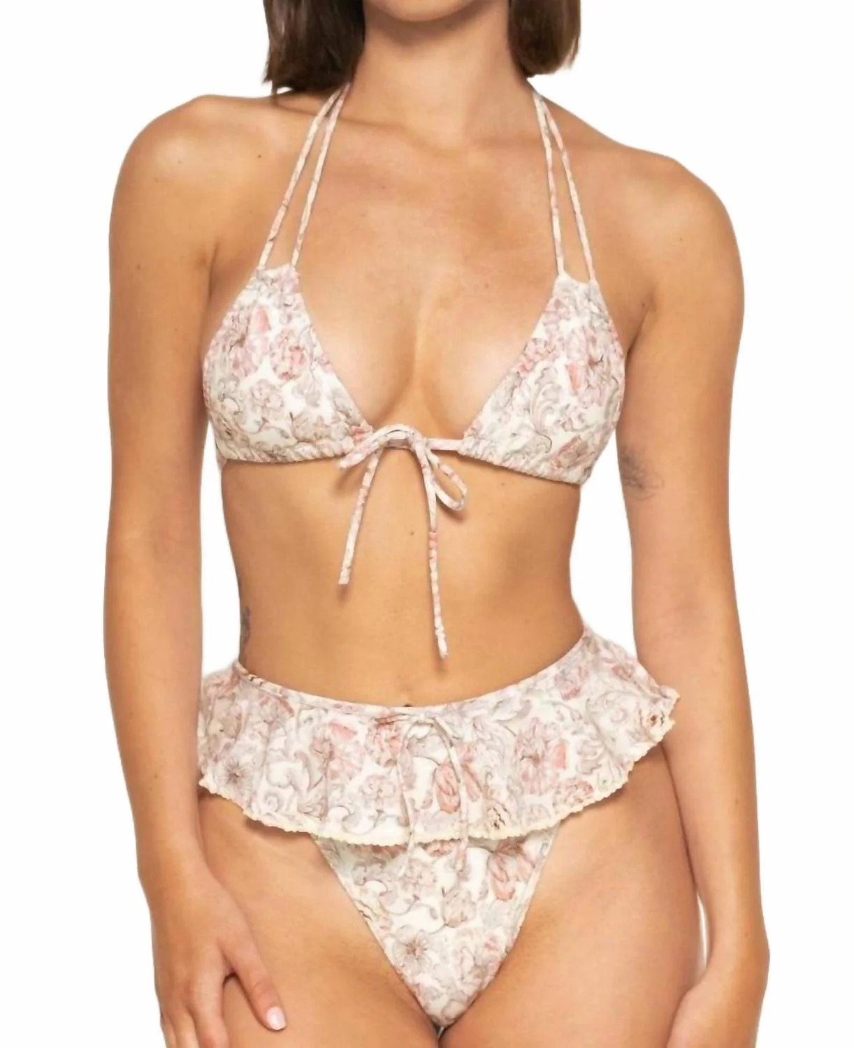 Tamarindo Ruffle Bikini Bottom In Venecia Floral | Shop Simon