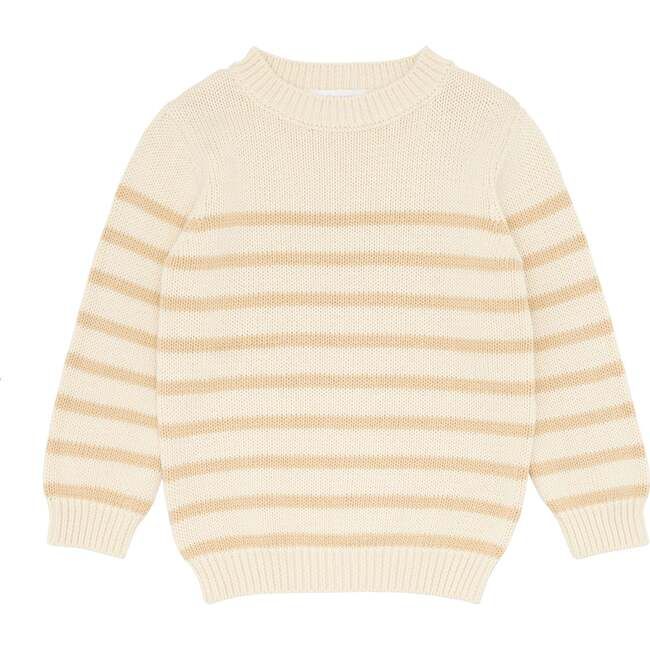 Knit Sweater, Cream And Tan Stripe | Maisonette