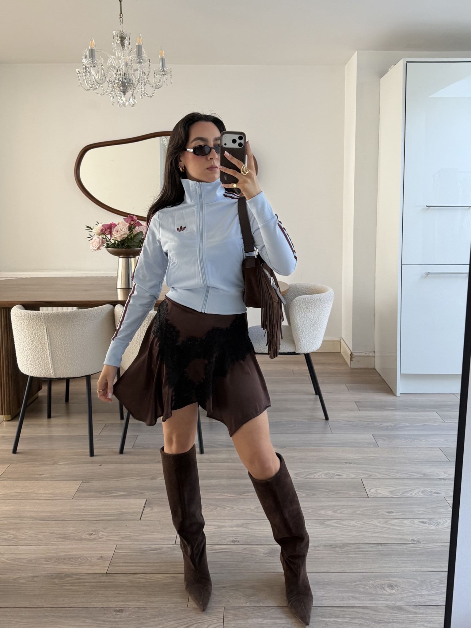 Adidas track jacket, spring outfits, brown and baby blue. Asos,le specs 

#LTKspring #LTKuk #LTKpetite