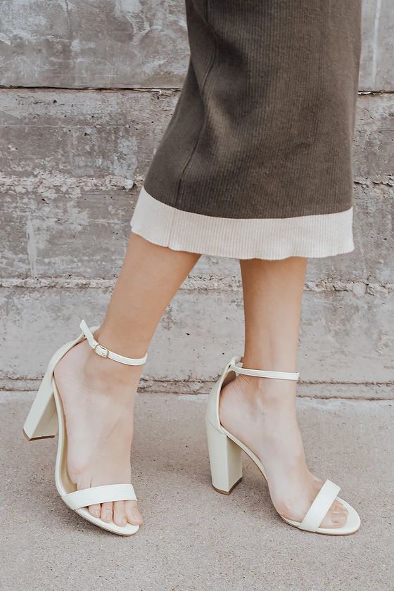 Taylor Off White Ankle Strap Heels | Lulus (US)