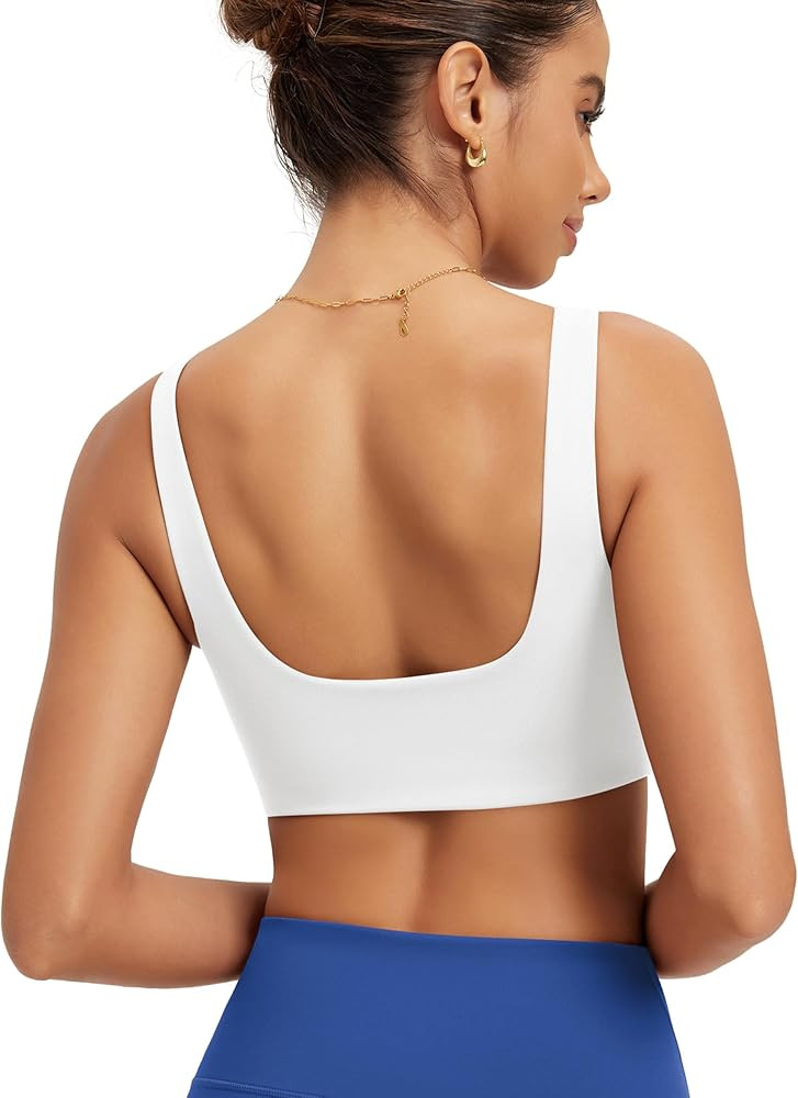 ODODOS Square Neck Sports Bra for Women Wirefree Non Padded Yoga Tank Workout Crop Tops | Amazon (US)