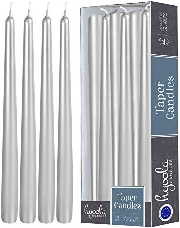 12 Pack Tall Metallic Taper Candles - 14 Inch Silver Metallic, Dripless, Unscented Dinner Candle ... | Amazon (US)