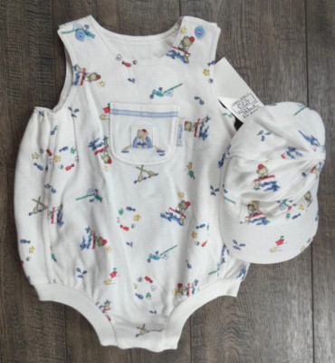 Baby Boy Clothes New Vintage Little Me 6 Month 2pc Summer Romper Outfit & Hat  | eBay | eBay US