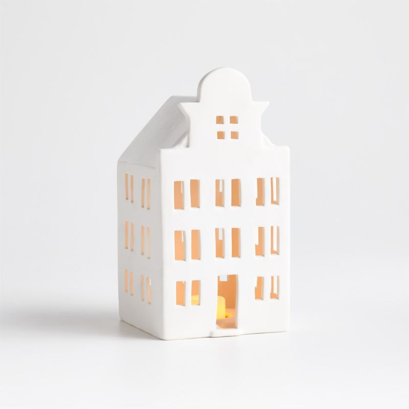 Small White Ceramic Holiday Canal House + Reviews | Crate & Barrel | Crate & Barrel