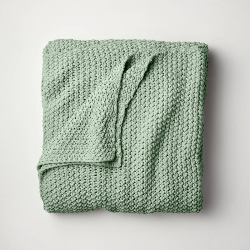 Full/Queen Chunky Knit Bed Blanket Sage Green - Casaluna&#8482; | Target