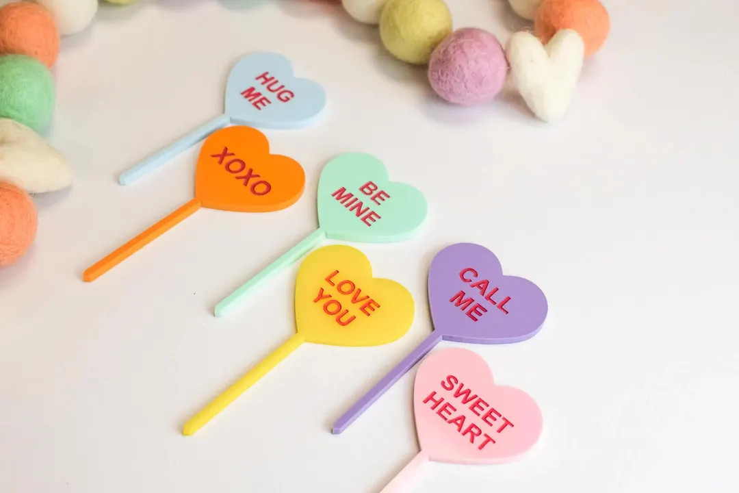 Valentines Day Cupcake Toppers, Cupcake Toppers, Conversation Heart, Valentines Day Decor, Galent... | Etsy (US)