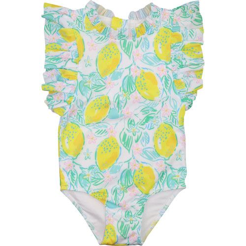 Yellow And Green Lemon Lycra Swimsuit | Cecil and Lou