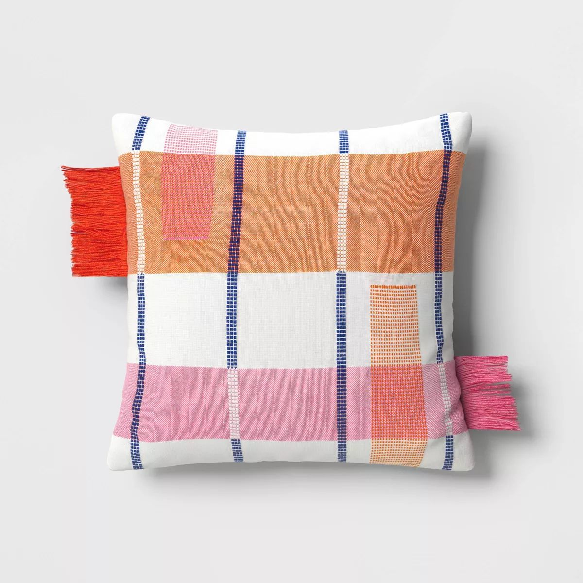 18"x18" Blocks & Stitches Square Outdoor Throw Pillow Multicolor - Threshold™ | Target