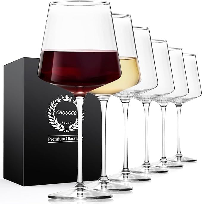 Chouggo 21Oz Wine Glasses Set of 6, Premium Crystal Large White Wine or Red Wine Glasses, Hand Bl... | Amazon (US)