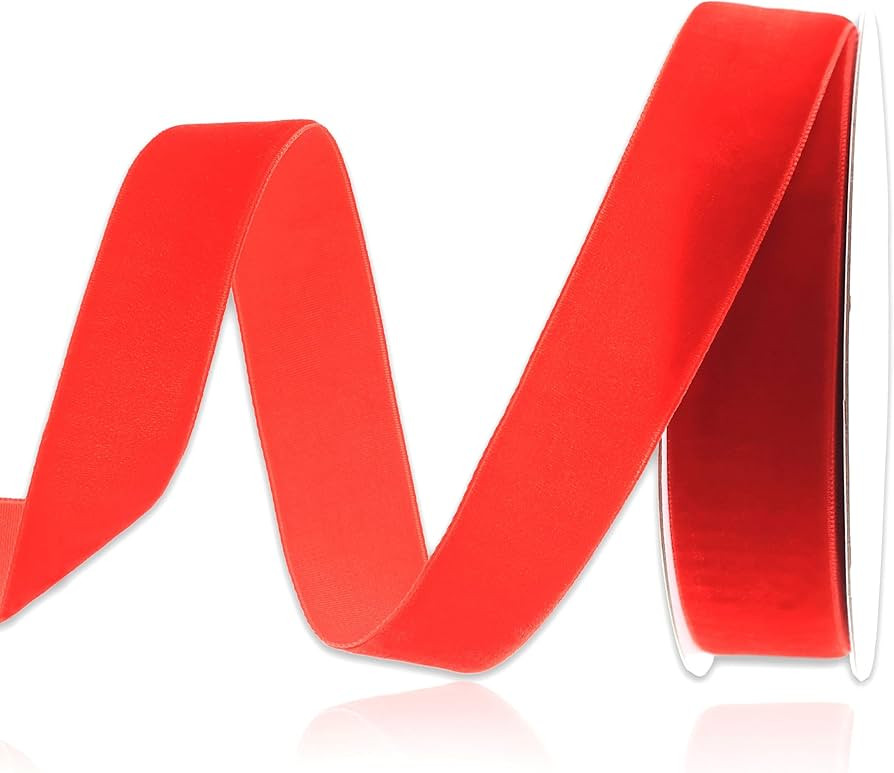 IDONGCAI Velvet Ribbon Spool Velvet Fabric Ribbon Trim 10 Yards/Roll Velvet Trim Ribbon (Red, 1 i... | Amazon (US)