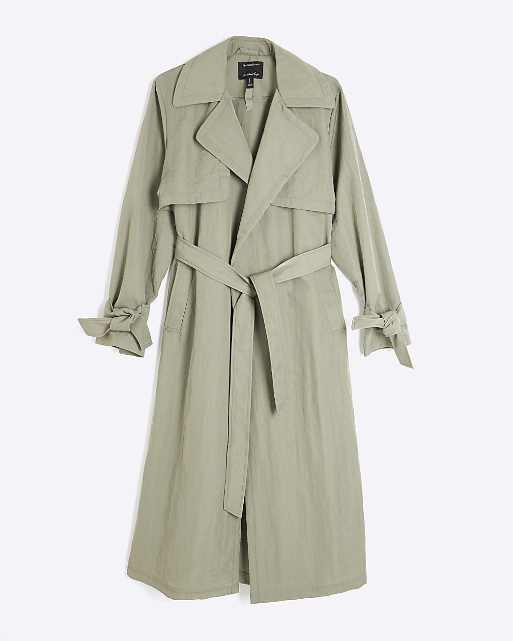 Khaki Relaxed Wrap Trench Coat | River Island UK & IE