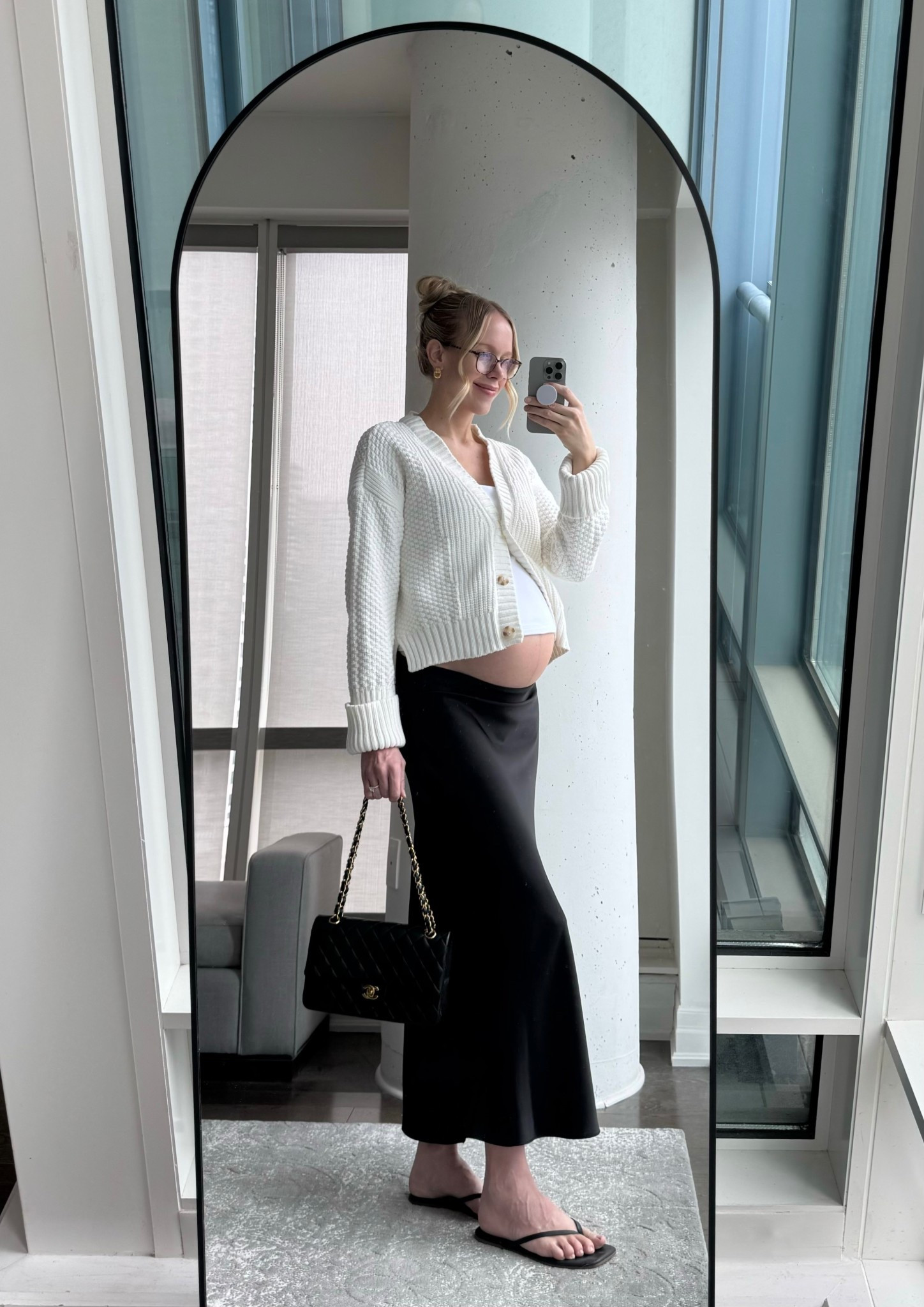 spring maternity outfit, size medium for skirt and cardigan, sized up for pregnancy 

#LTKmaternity #LTKstyletip