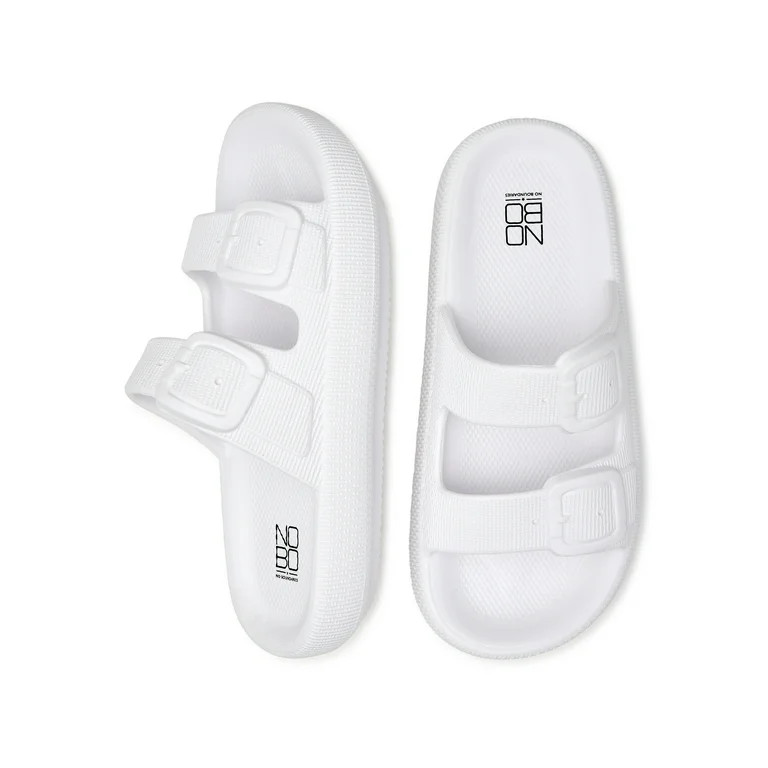 No Boundaries Women's Double Buckle Comfort Slide Sandals | Walmart (US)