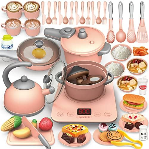 61 Pcs Kid Play Kitchen Accessories Set Toy for Toddler 1-3,Pretend Food Cooking Kitchen Playset ... | Amazon (US)
