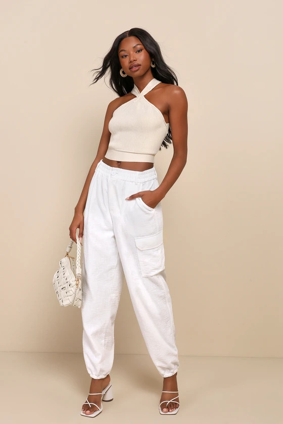 Effortlessly Breezy Ivory Cargo Jogger Pants | Lulus