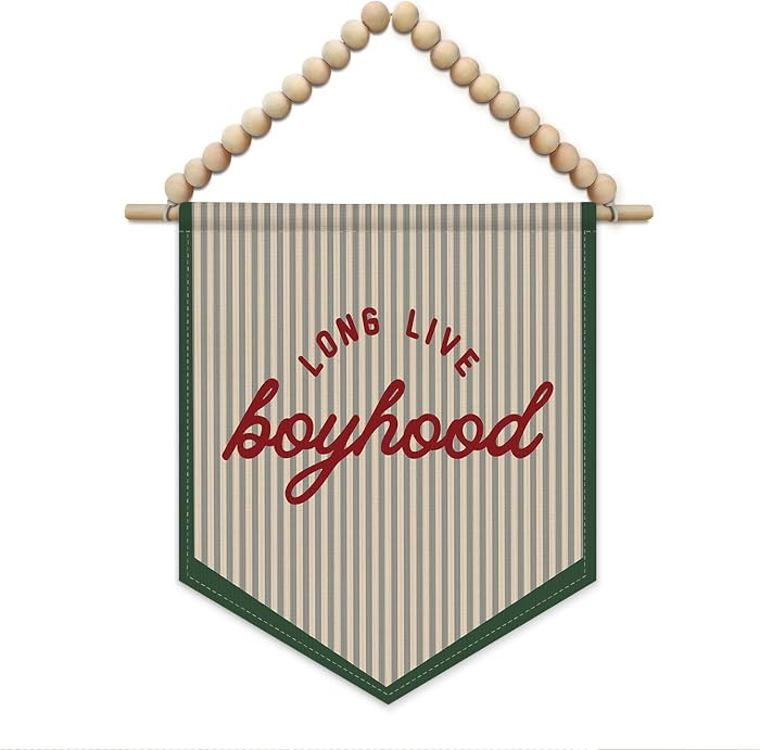 Long Live Boyhood Boys Room Wall Art Decor, Sage Green Playroom Boho Wall Hanging Display Pennant... | Amazon (US)