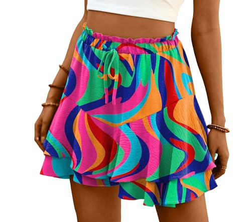 Lepunuo Shorts for Women Casual Boho Skorts Ruffle Mini Skirts Running Tennis Butterfly Shorts High Waist Flowy Tennis Skorts | Amazon (US)