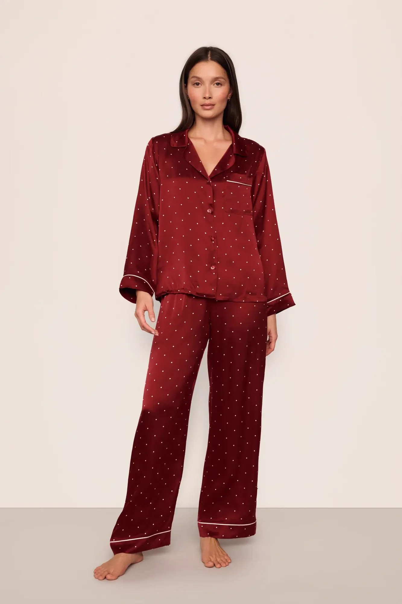 Eberjey x  Lily Aldridge - Inez Washable Silk Printed Long PJ Set | Eberjey