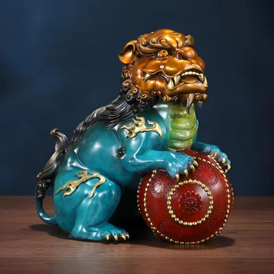 Fortune Lion Brass Statue - Elegant Feng Shui Home Decor | Wayfair North America