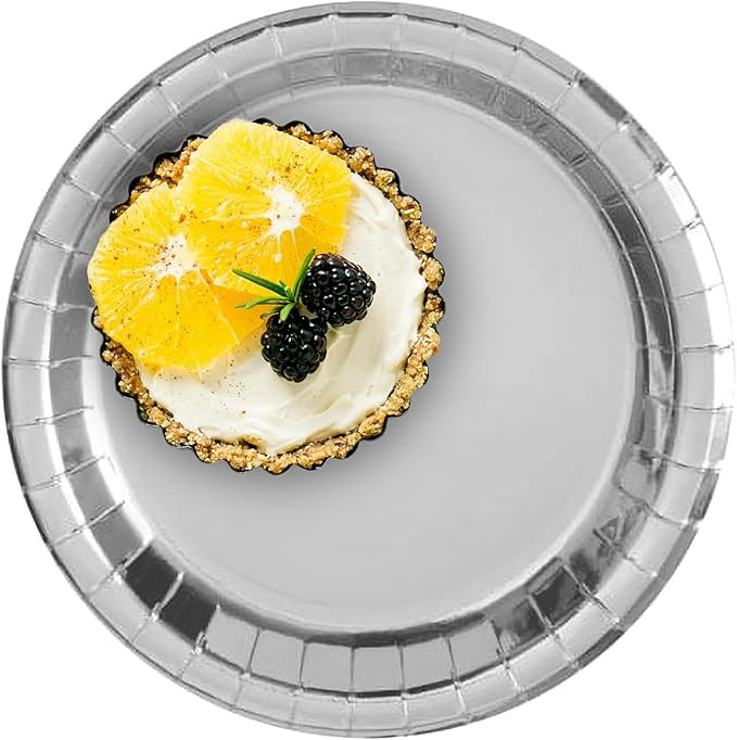 CUSINIUM 50-Pack 7" Metallic Silver Paper Plates - Practical for Desserts & Party Needs | Amazon (US)