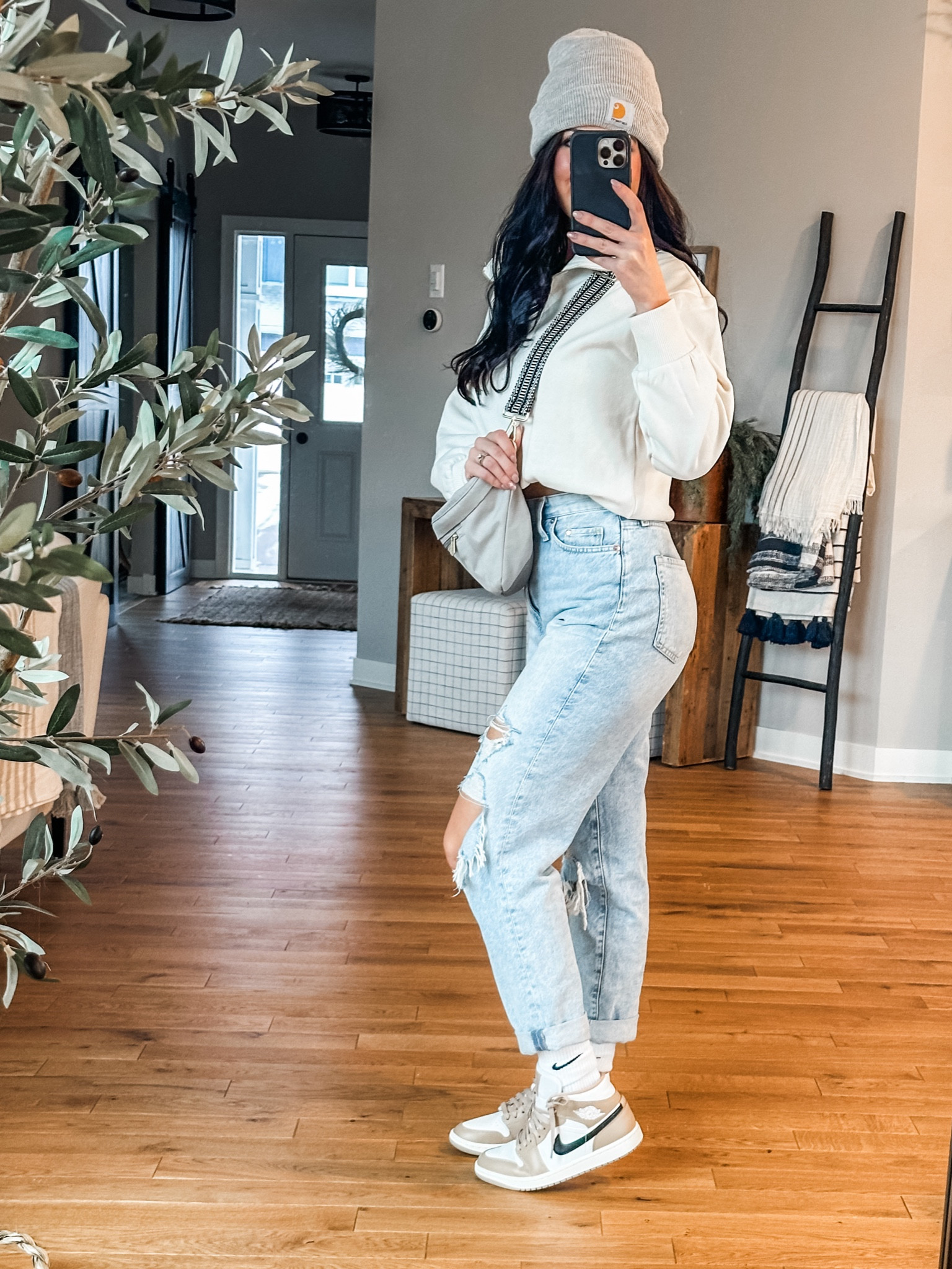 Mom jeans

Elevated casual outfit
Winter outfit
Nike Jordans 

Size reference | 5’6” 130 lbs | size small top | size 4 jeans 

#LTKstyletip #LTKSeasonal #LTKfindsunder50