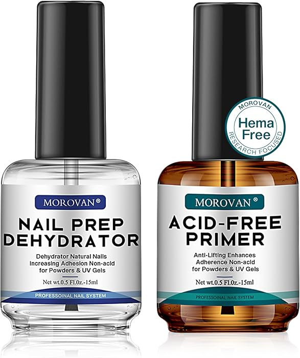 Morovan Professional Natural Nail Prep Dehydrate and Acid-Free Primer, Dehydrator for Acrylic and... | Amazon (US)
