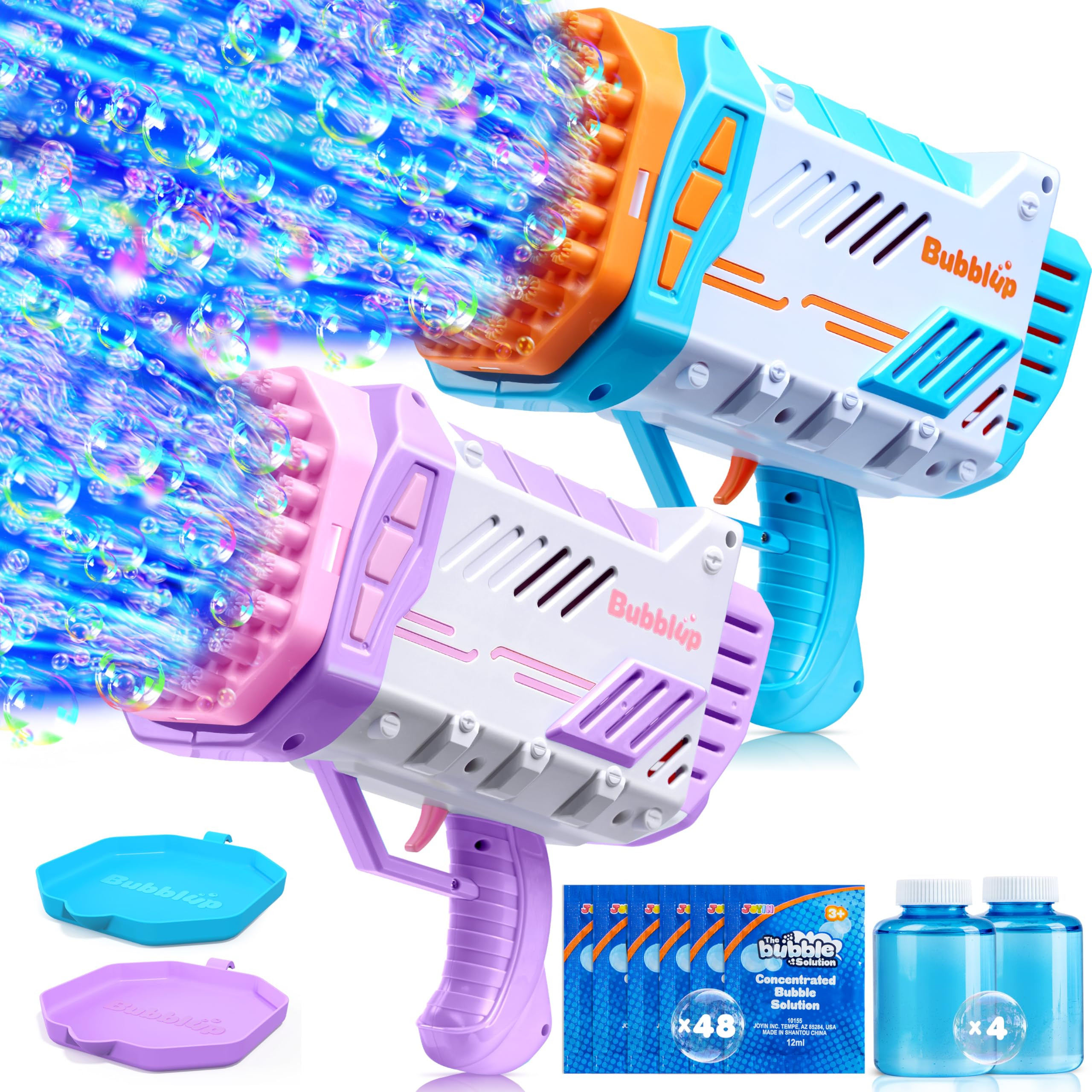 Sloosh 2 Packs 69 Holes Bubble Gun with Solution Refill for Toddlers, Kids, Rocket Shape Bubble G... | Amazon (US)