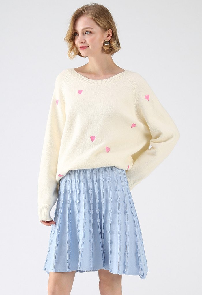 Sweet Love Spot Knit Sweater in White | Chicwish