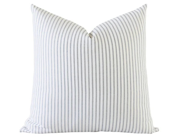Blue Ticking Stripe Pillow Cover Modern Farmhouse Ticking | Etsy | Etsy (US)