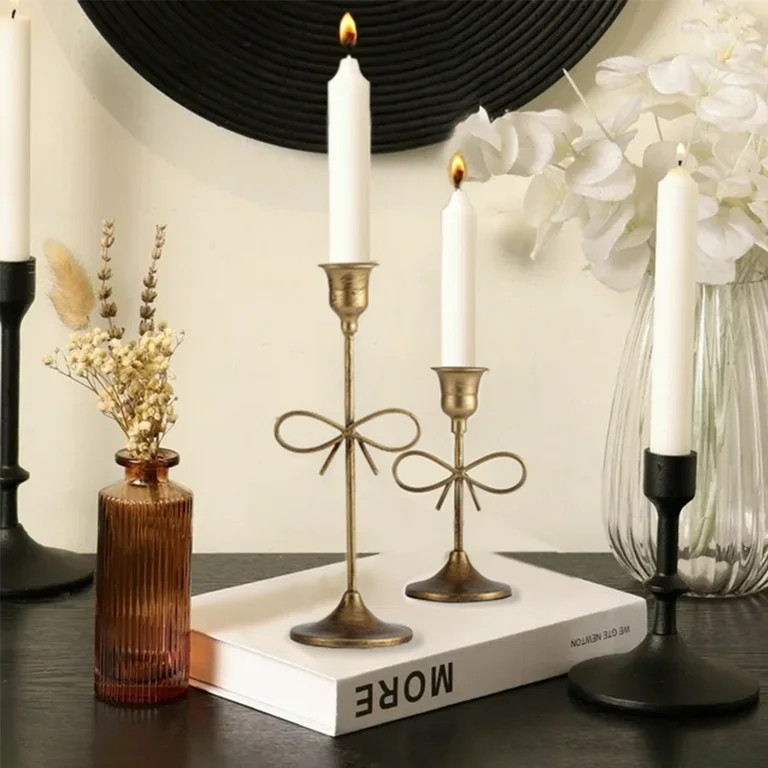 Home Decor Collection Sterling & Noble Home Gold Metal 9.06" Taper Tabletop Indoor Candle Holder,... | Walmart (US)