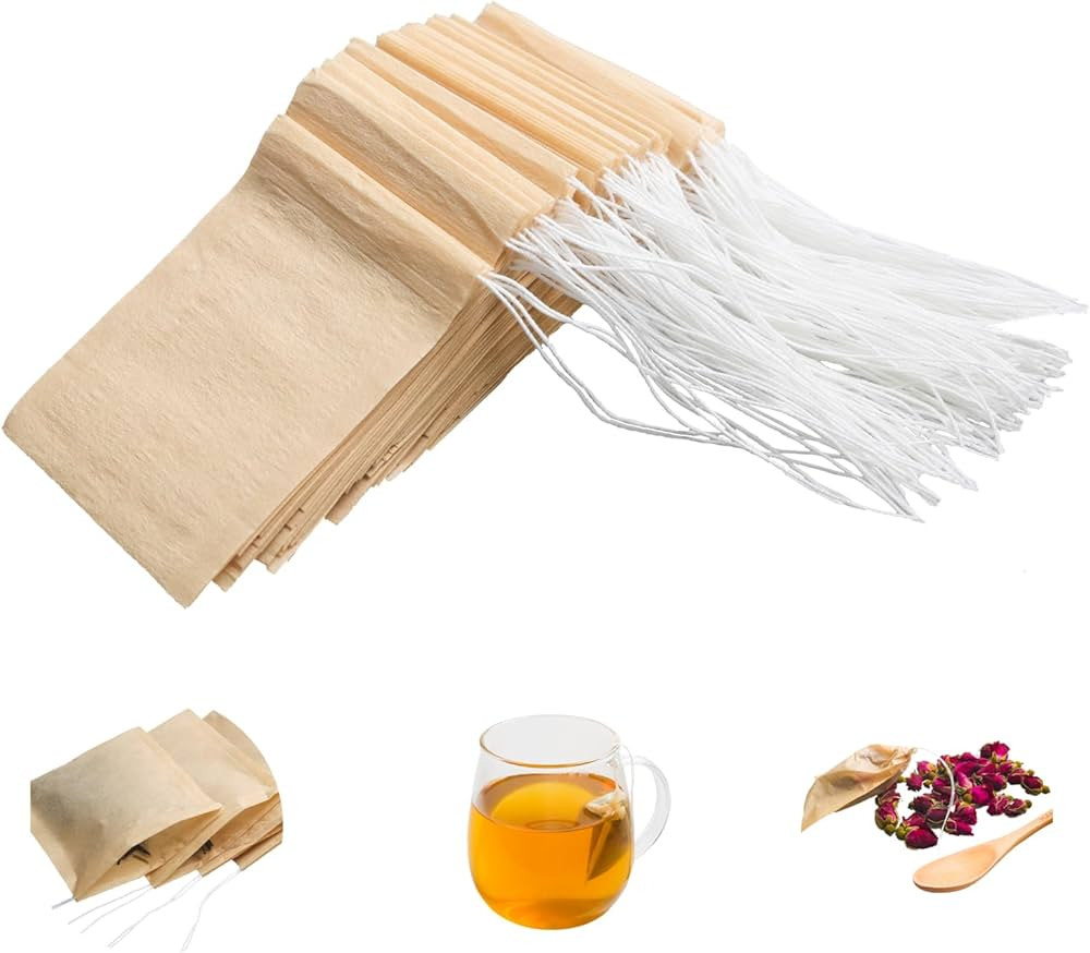 Eketirry 100pcs Disposable Tea Bags for Loose Tea, Empty Tea Bag with Wood Pulp Material, Unbleac... | Amazon (US)