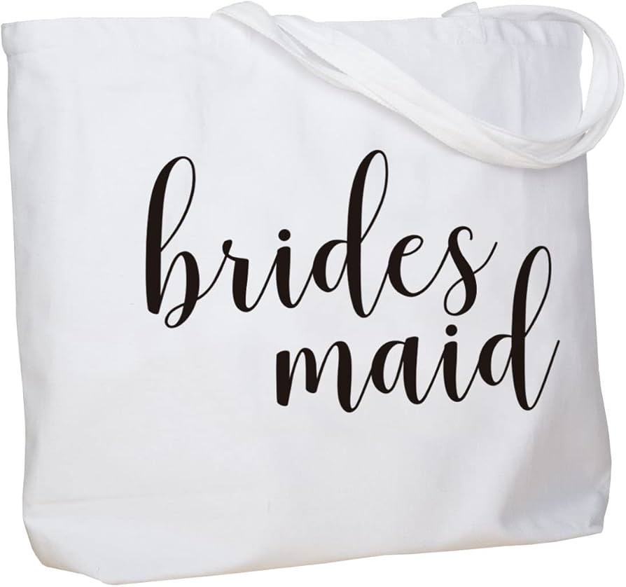 ELEGANTPARK Bridesmaid Jumbo Tote Bag Wedding Gifts Canvas 100% Cotton Interior Pocket White with... | Amazon (US)