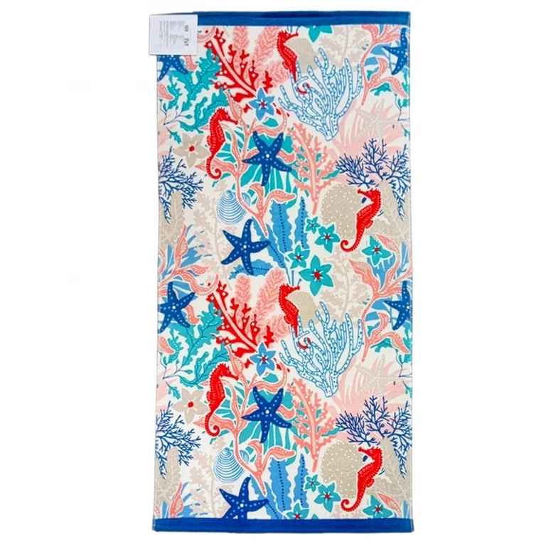 Mainstays Oversized Cotton Blend Blend Beach Towel, 36 x 72 in, Coral Reef | Walmart (US)
