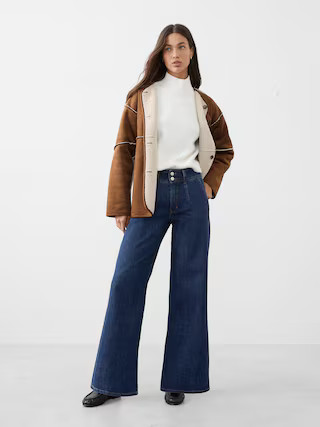 Wide-Leg High-Rise Darted Trouser Jean | Banana Republic Factory