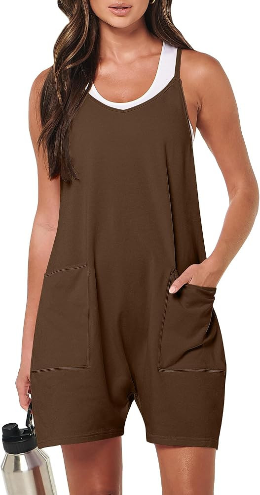 ANRABESS Womens Rompers Summer Casual Loose Sleeveless Overalls Spaghetti Strap Shorts Jumpsuit 2... | Amazon (US)